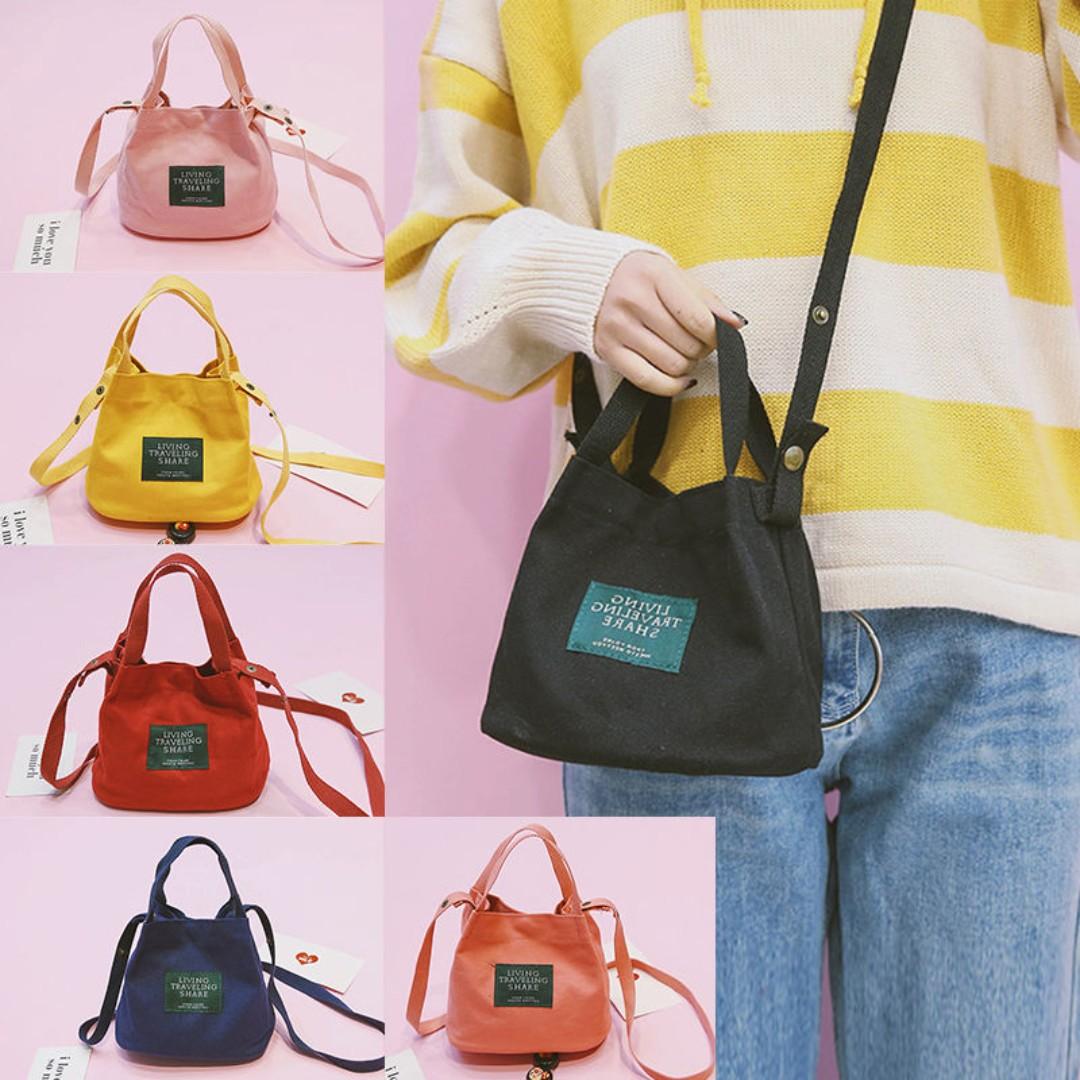 Korean canvas sling bag store