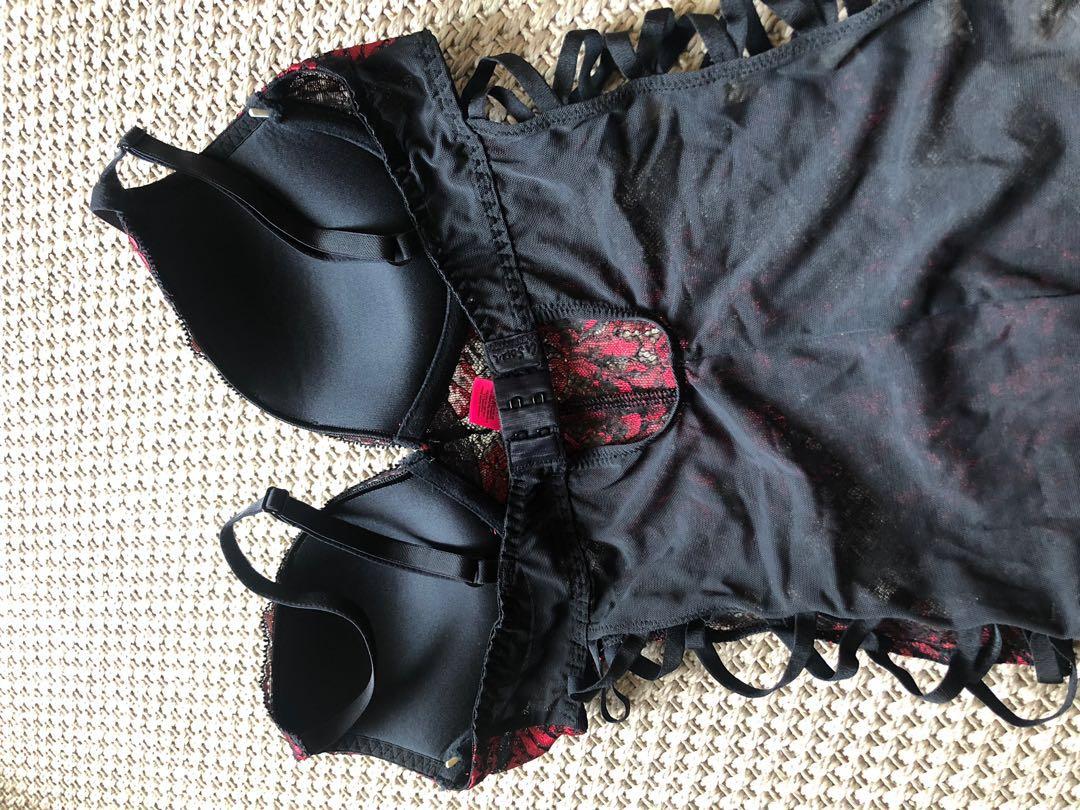 La Senza Fishnet Lace Bodysuit (92 BRL) ❤ liked on Polyvore featuring  intimates and shapewear