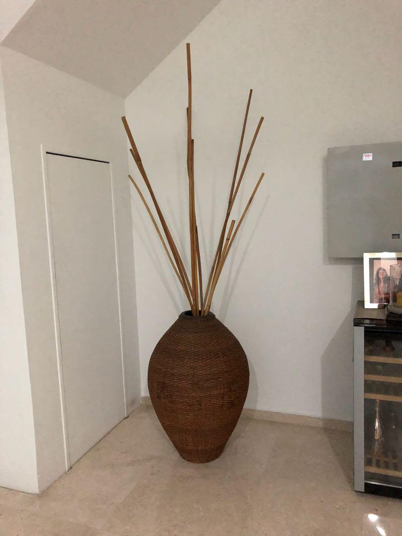 Large Rattan Vase Sticks Furniture Home Decor Others On Carousell