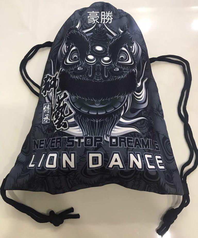 Lion dance design drawstring bag