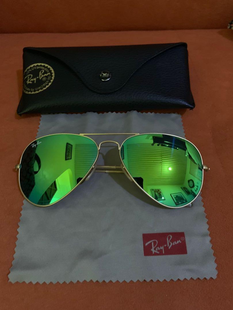 Original Ray Ban Aviator Flash Lense Polarized Green Flash Men S Fashion Watches Accessories Sunglasses Eyewear On Carousell