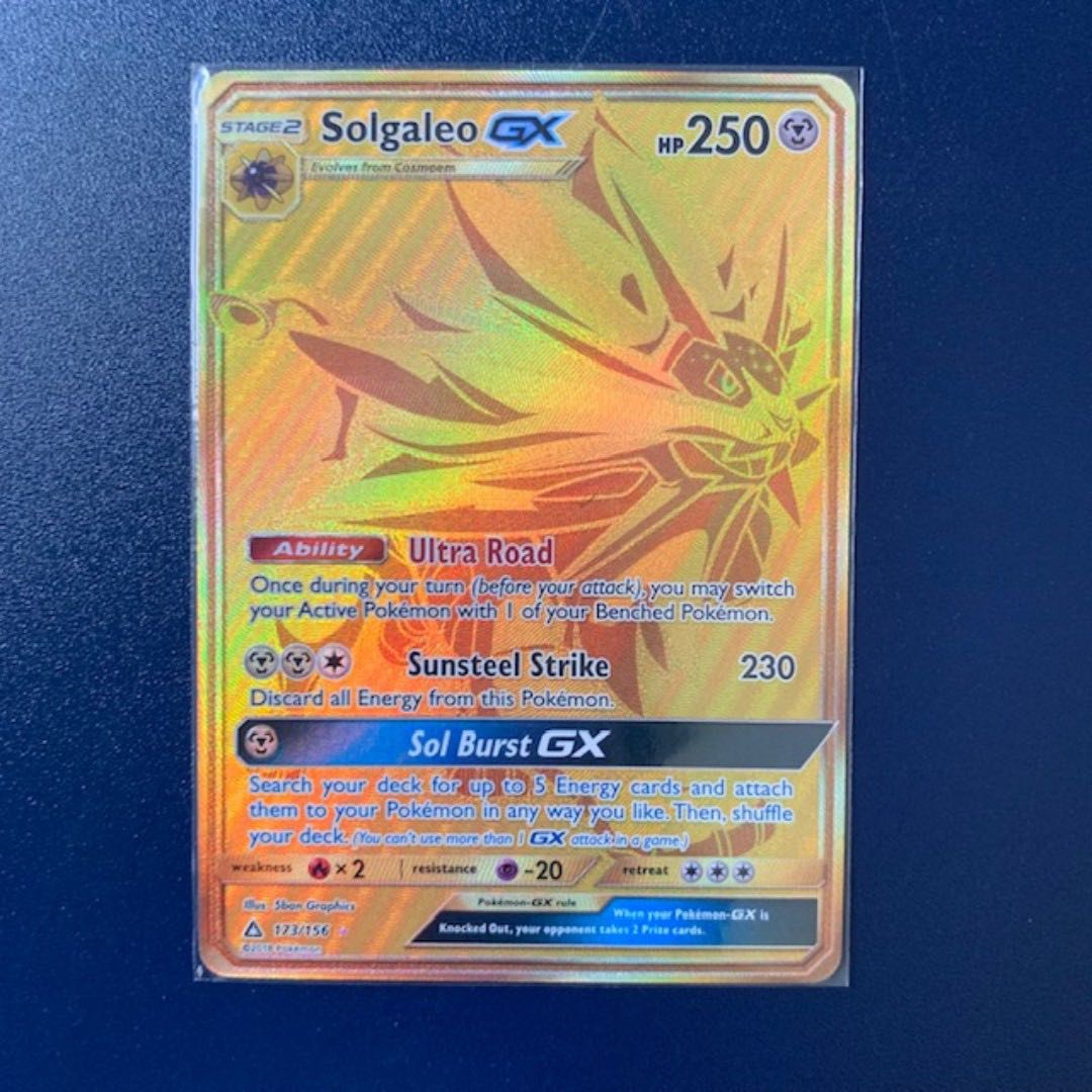Golden solgaleo GX Pokémon card