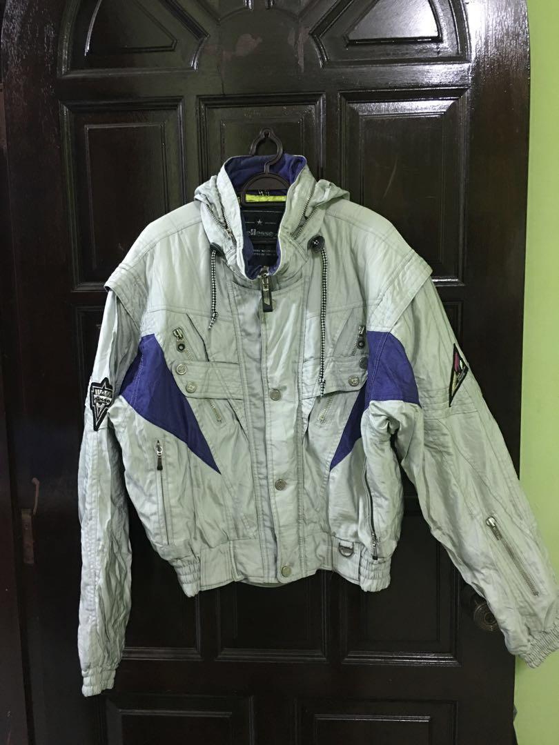 Retro Vintage Blue Crazy Pattern Ellesse Ski Jacket S M