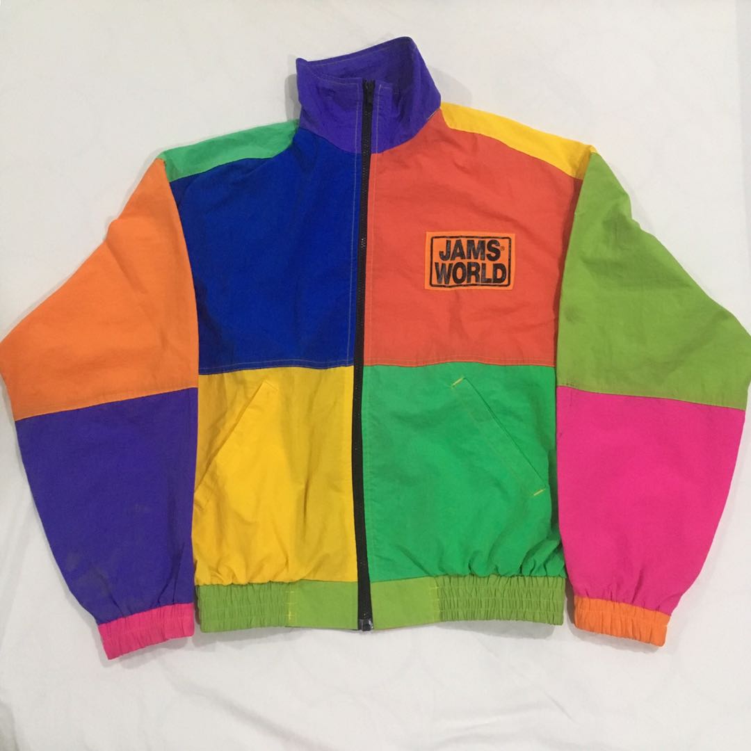 Vintage Jams World Colorblock Windbreaker, Men's Fashion, Coats