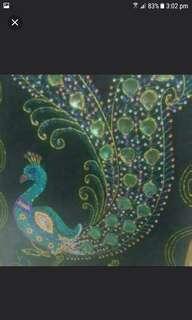 Peacock Hand Work Art With Frame. 
Size -  35 cm X 49 cm.