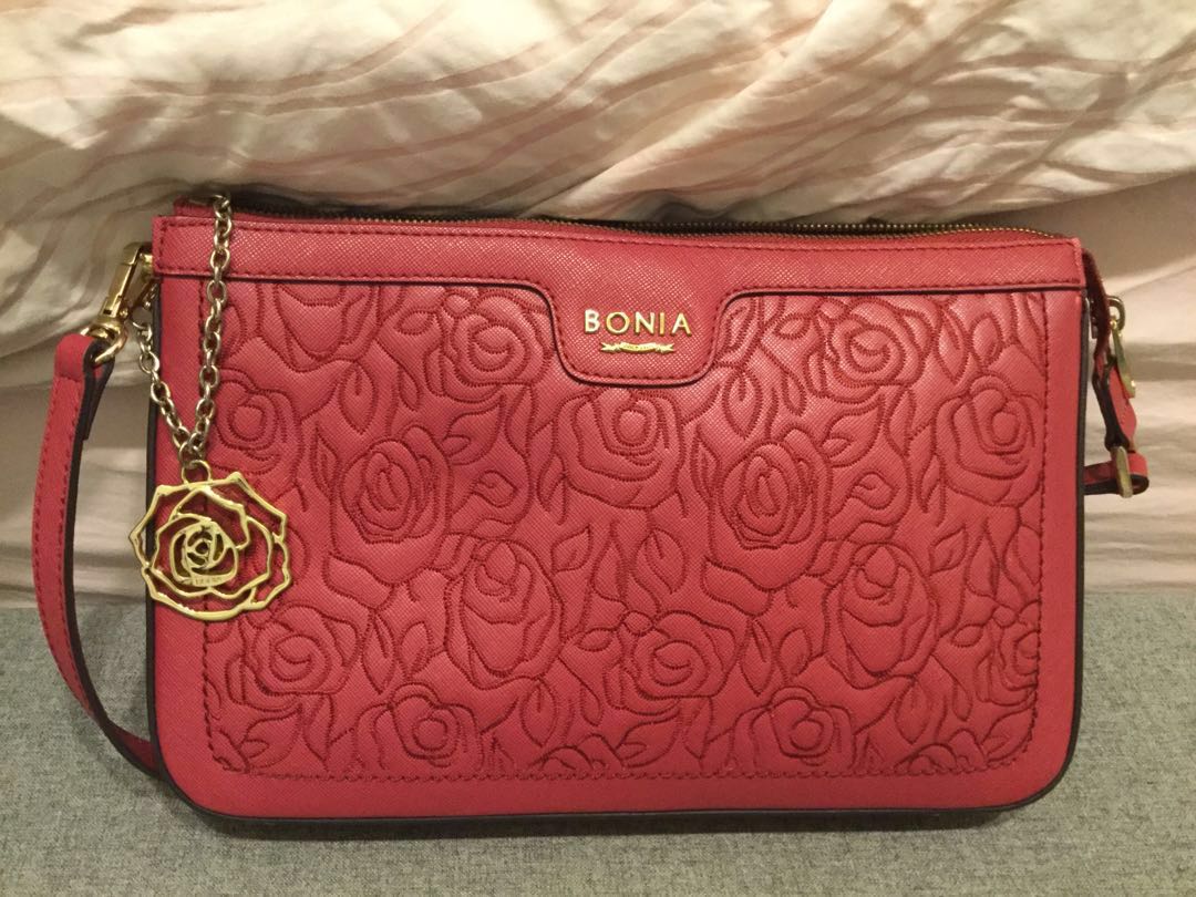 Almost new Bonia floral red bag