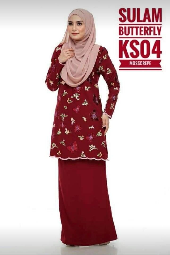 Baju Kurung Sulam Butterfly Women S Fashion Muslimah Fashion Baju Kurung Sets On Carousell