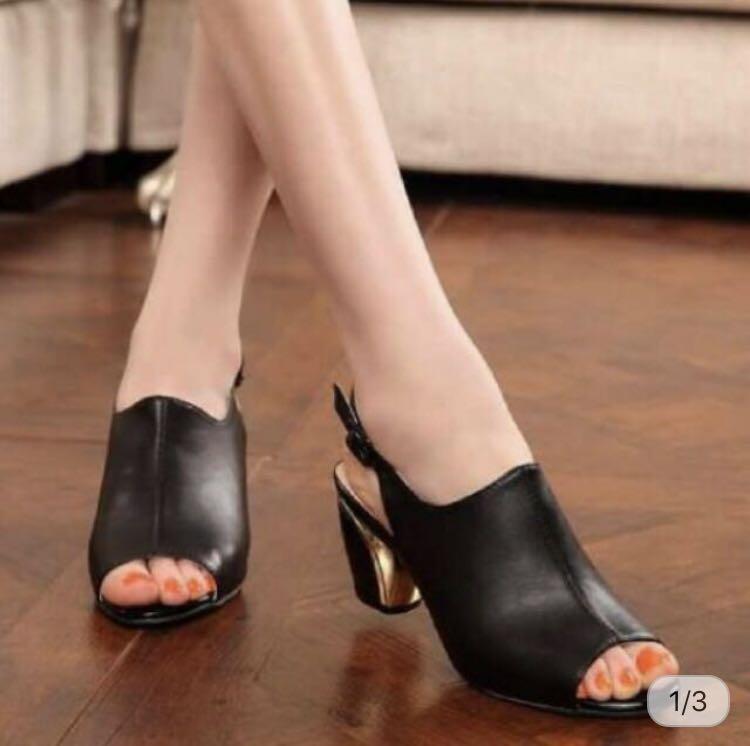 cheap black block heels