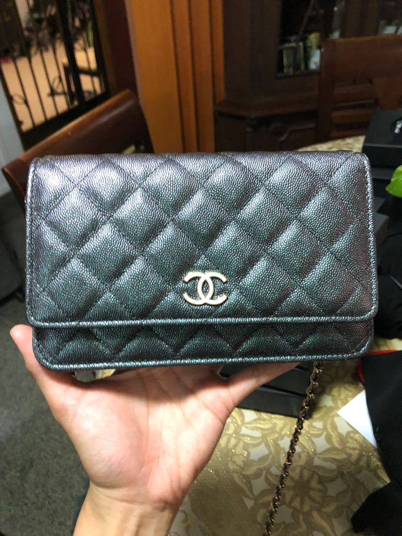 Chanel 19S Iridescent Black Wallet on Chain (WOC) Brandnew from store.