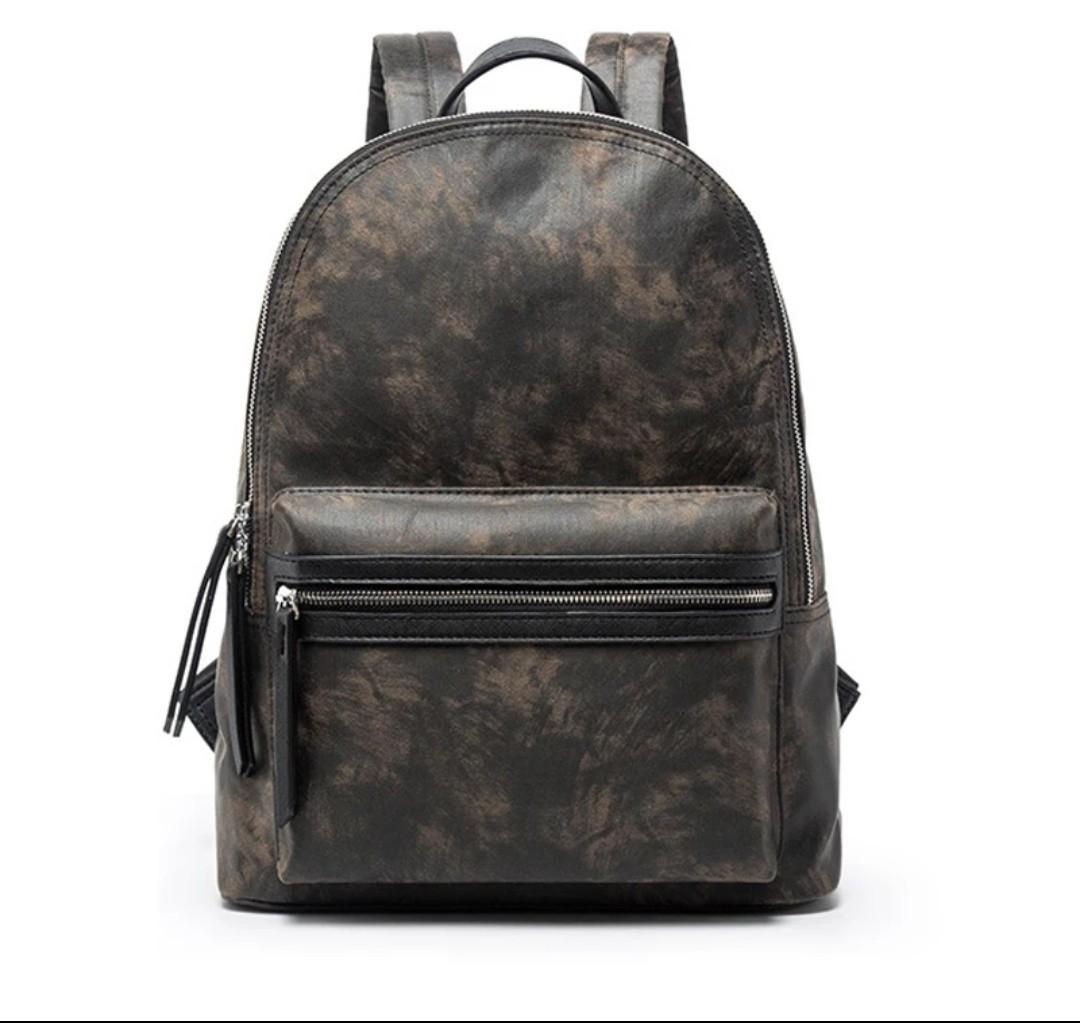 mens faux leather backpack