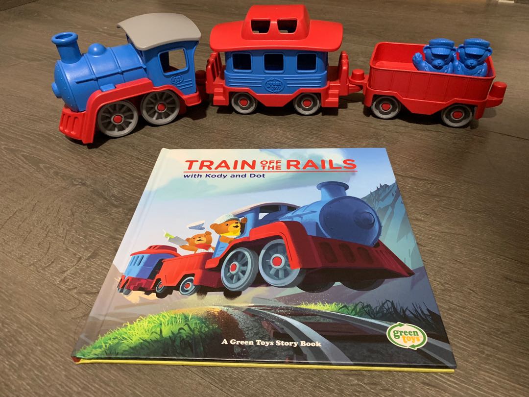 green toys train and storybook