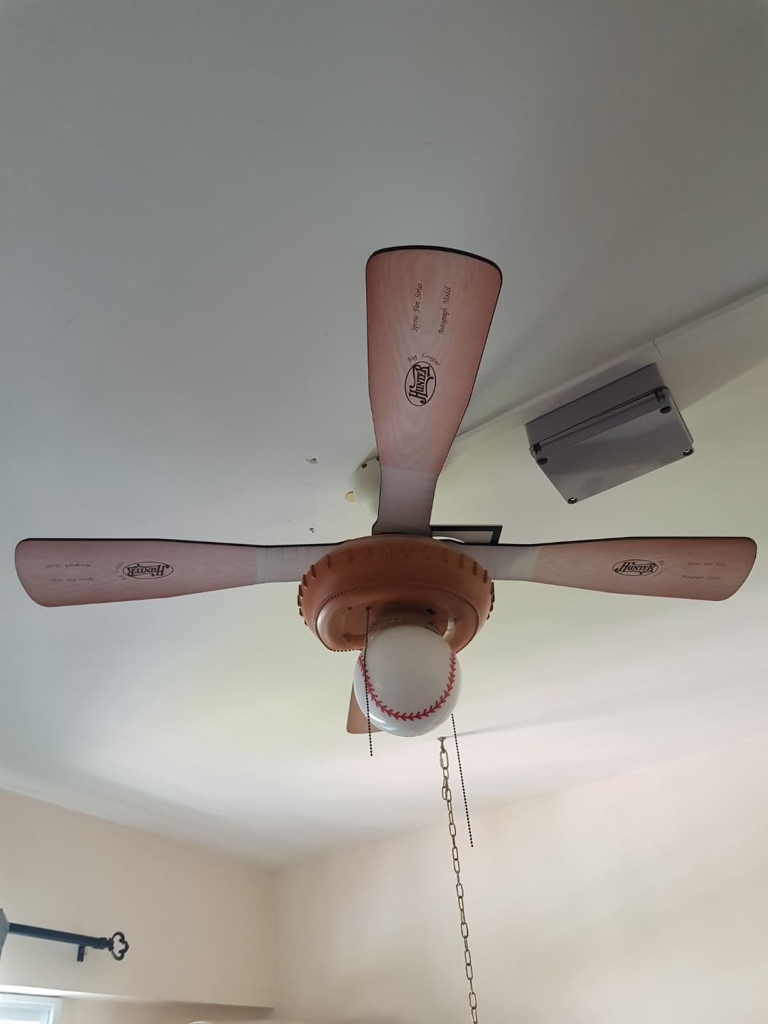 Hunter Baseball Ceiling Fan Home Appliances Cooling Air Care
