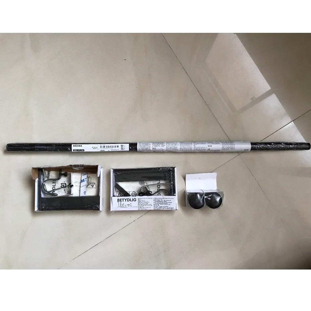Ikea Combination Racka Curtain Rod Black Betydlig Wall Ceiling Bracket Black Raffig Finials Black Furniture Others On Carousell