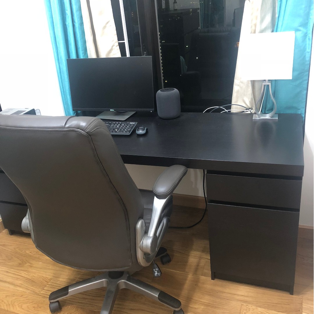 Ikea Malm Desk Black Brown In Excellent Condition Home