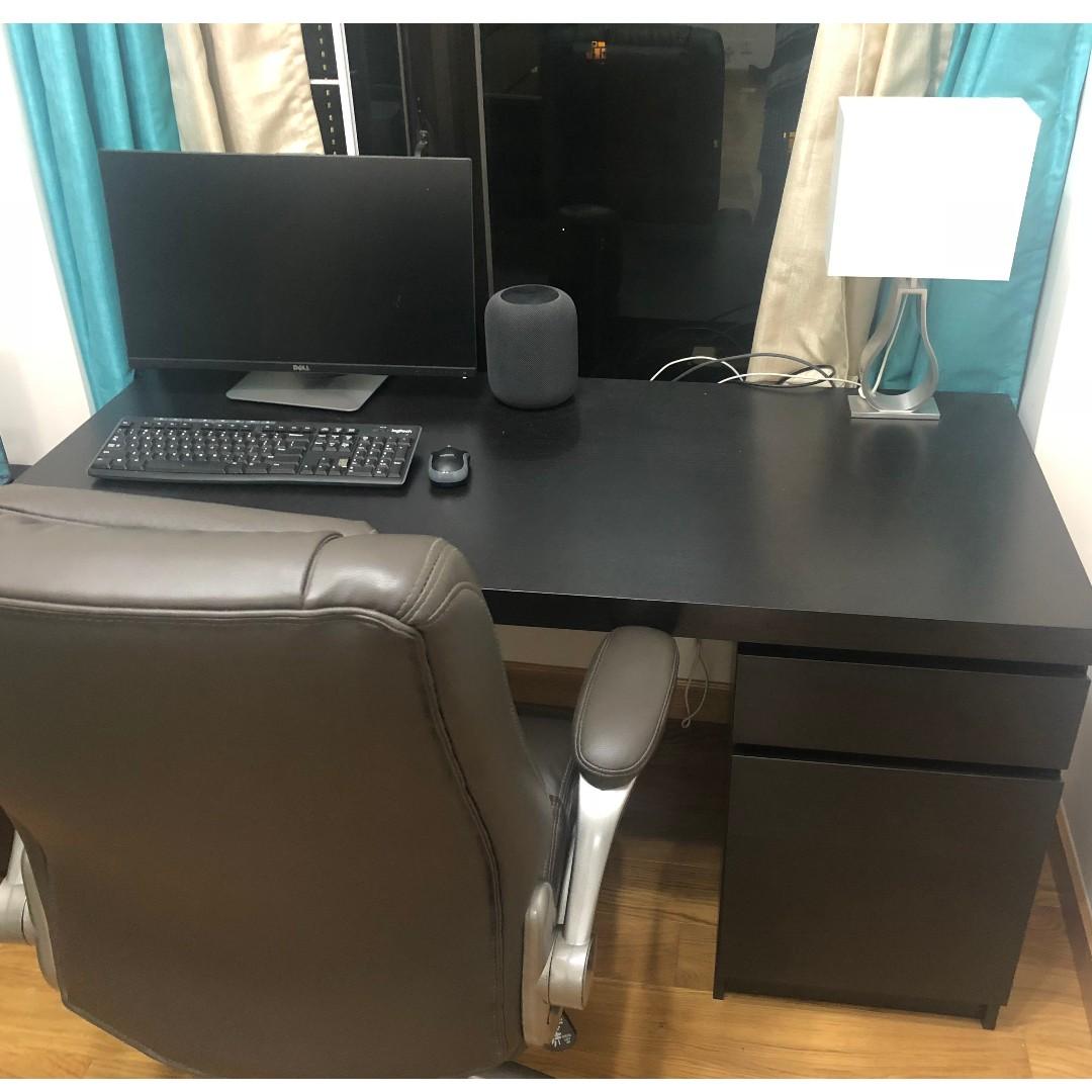 Ikea Malm Desk Black Brown In Excellent Condition Home