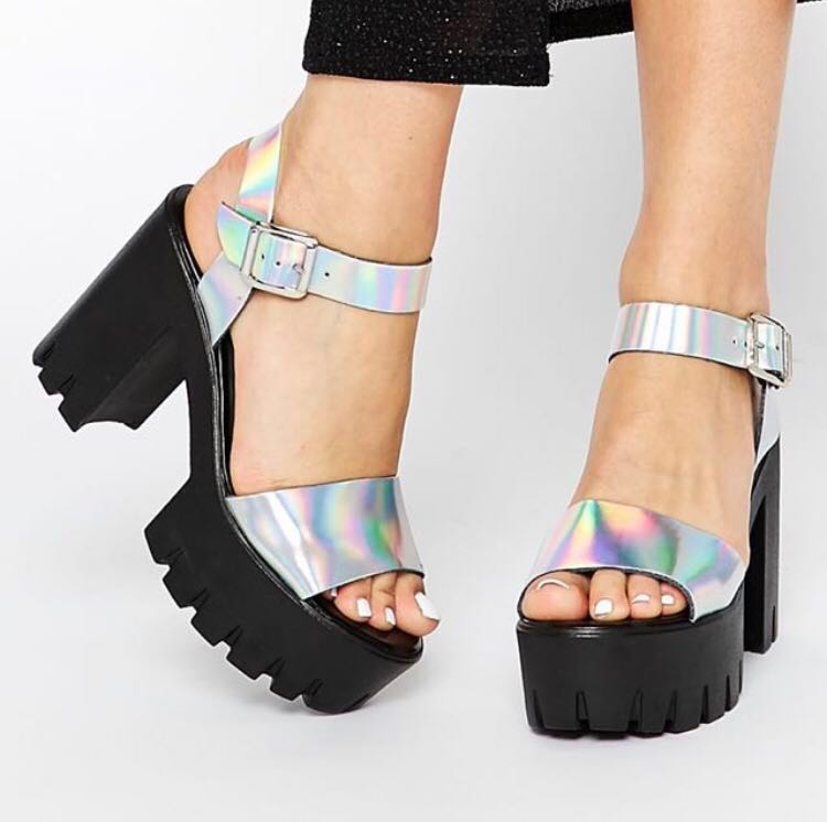 INSTOCK] ASOS chunky holographic heels 