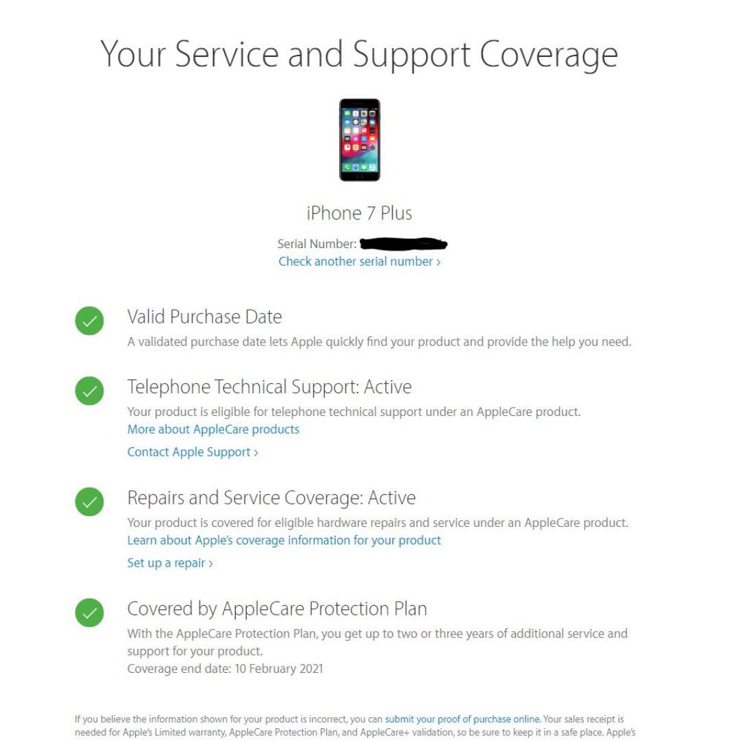 apple iphone 7 Plus seriennummer check