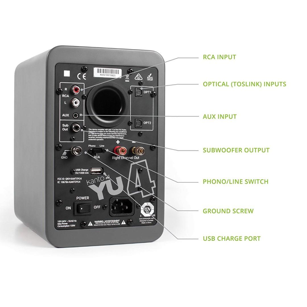 Kanto YU4 Powered Speakers with Bluetooth and Phono Preamp (YA040