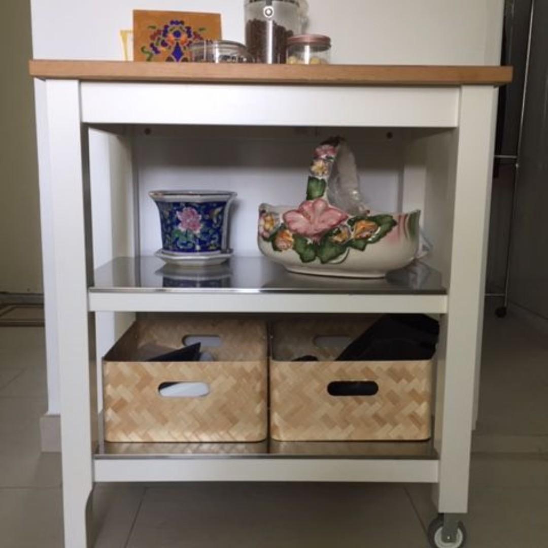 Kitchen Trolley With Butcher Block Top Furniture Shelves