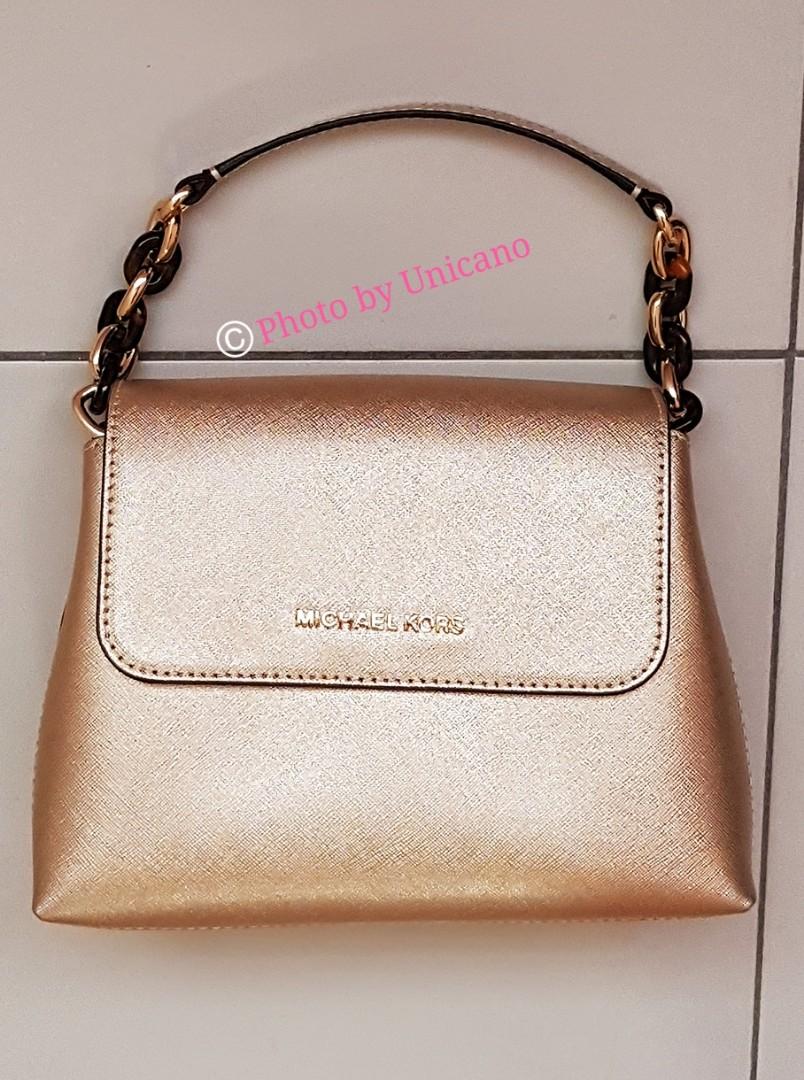 Leather Satchel / Sling / Handbag (Gold 