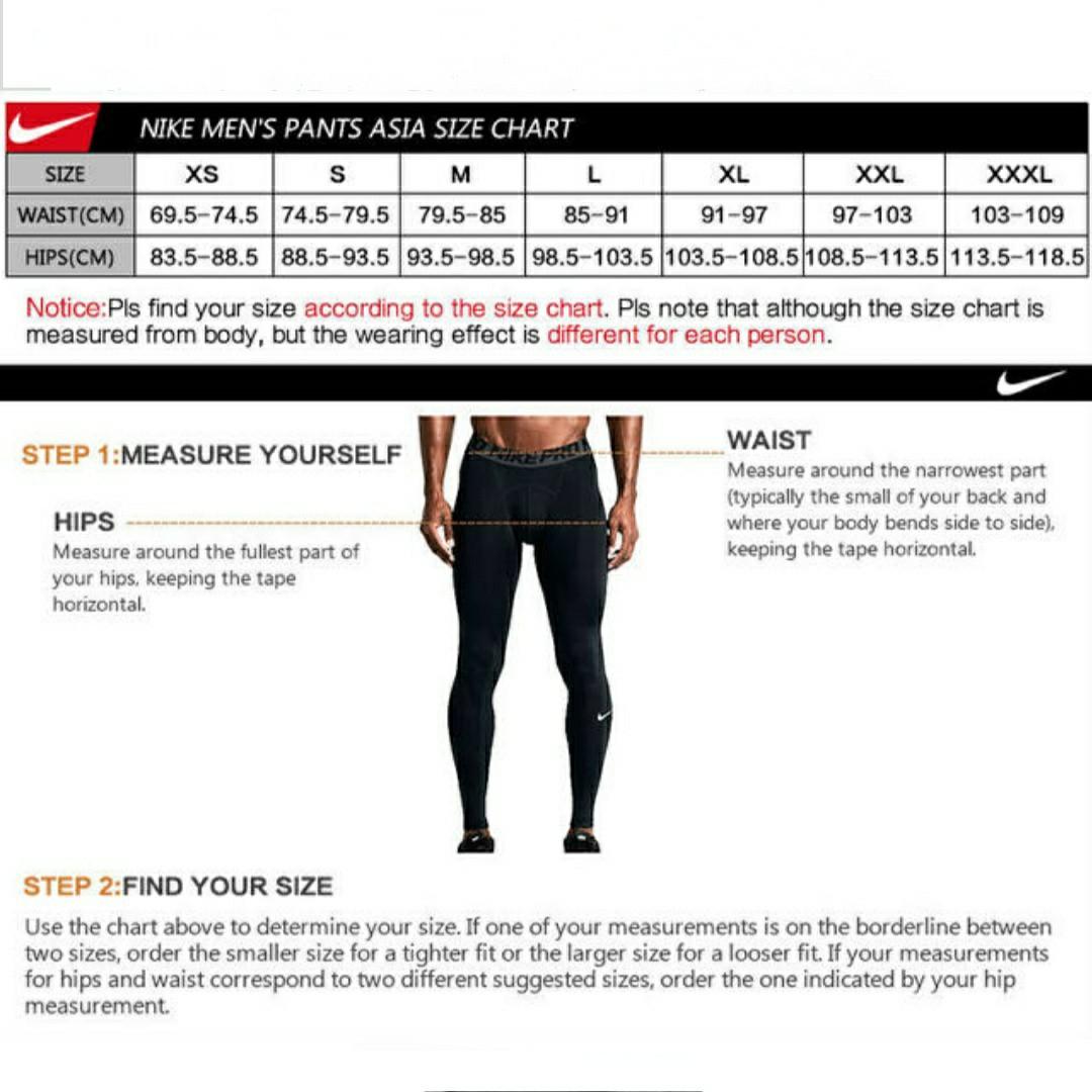 nike therma fit pants size chart