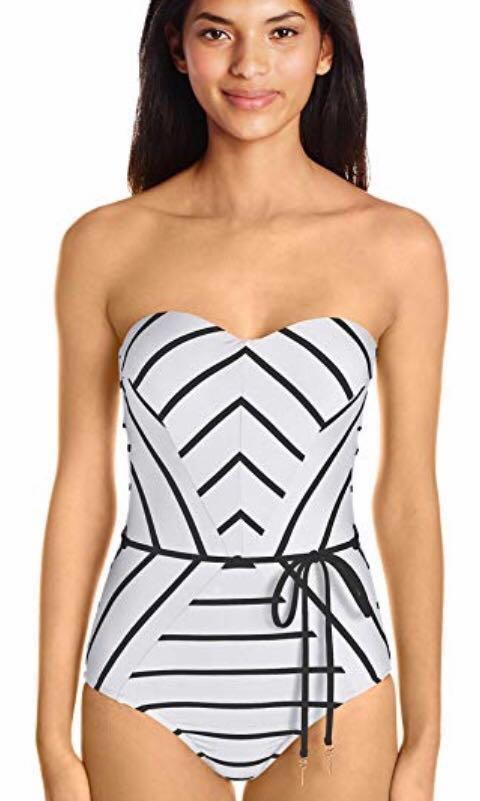 seafolly castaway stripe bandeau one piece