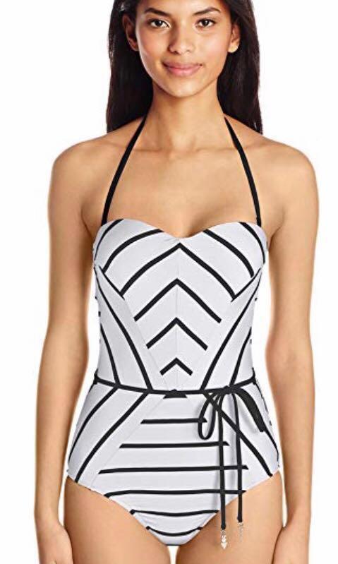 seafolly castaway stripe bandeau one piece