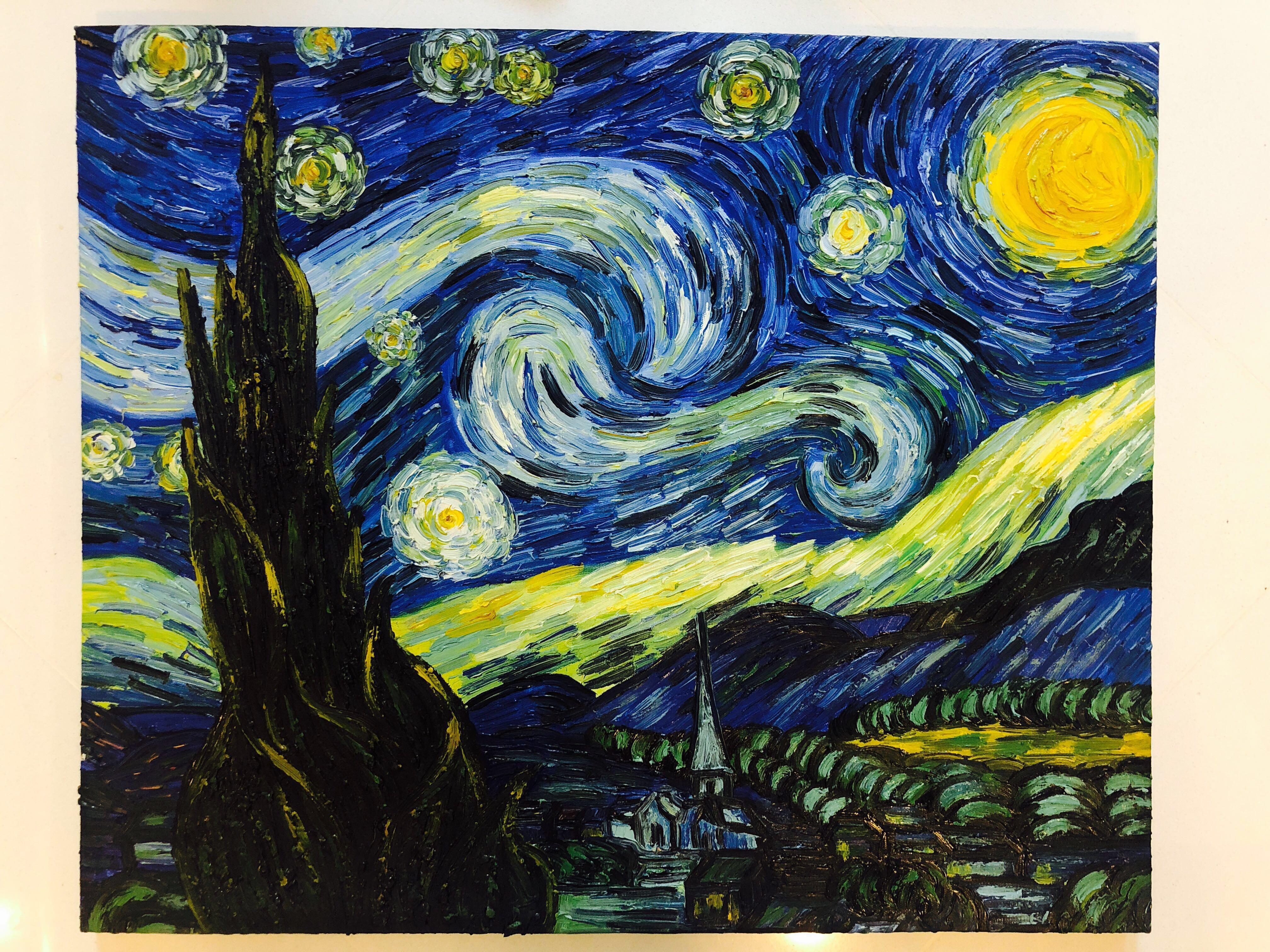 Van Gogh Starry Night Imitation Canvas Painting Design Craft