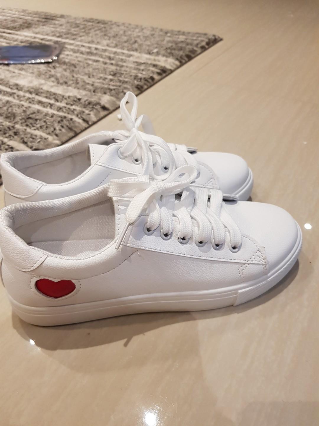 White shoes red heart outlet