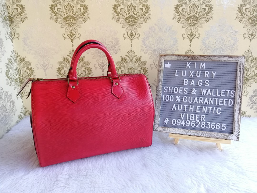 lv red handbag