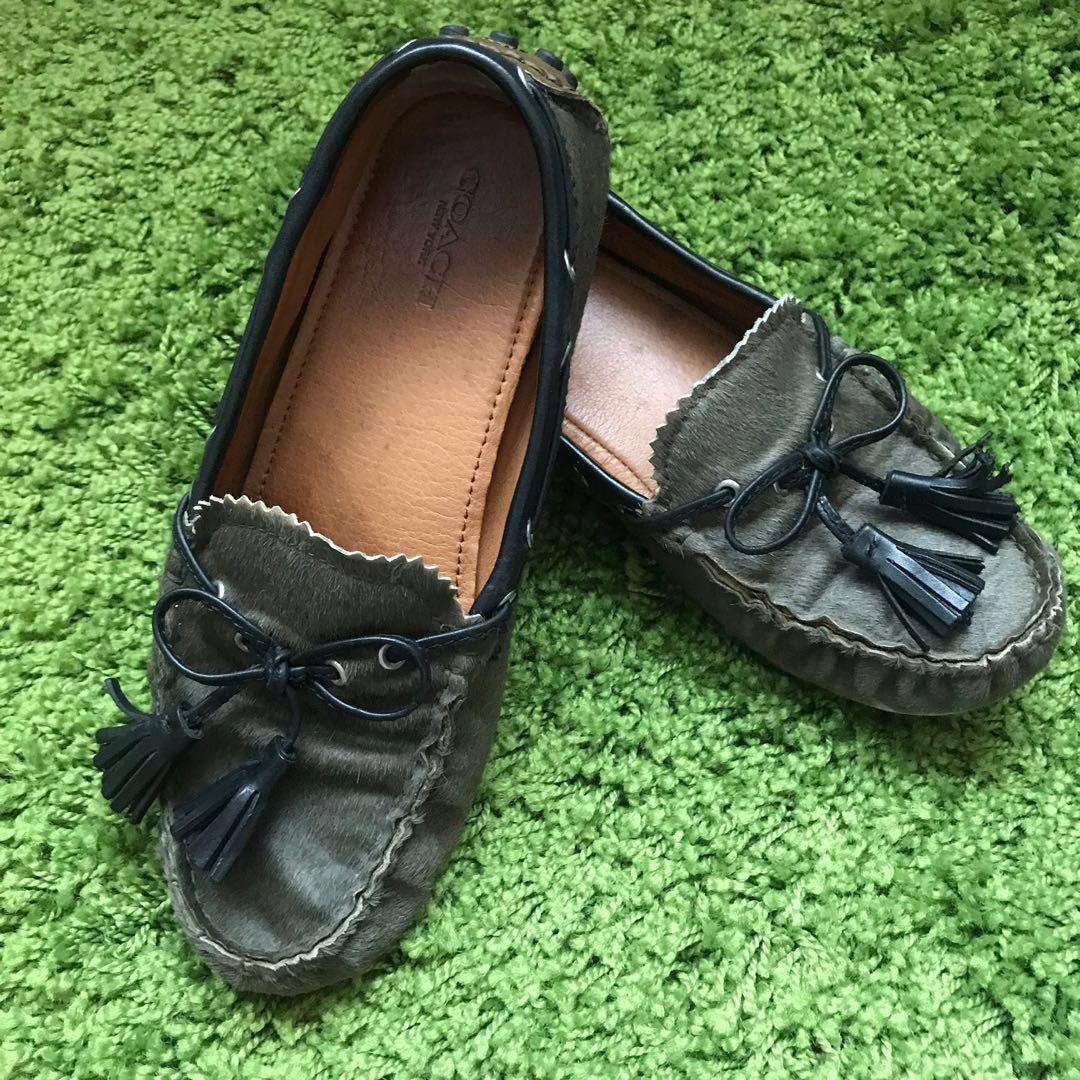 Authentic COACH Nadia Tassel moccasin Green Loafer for sales