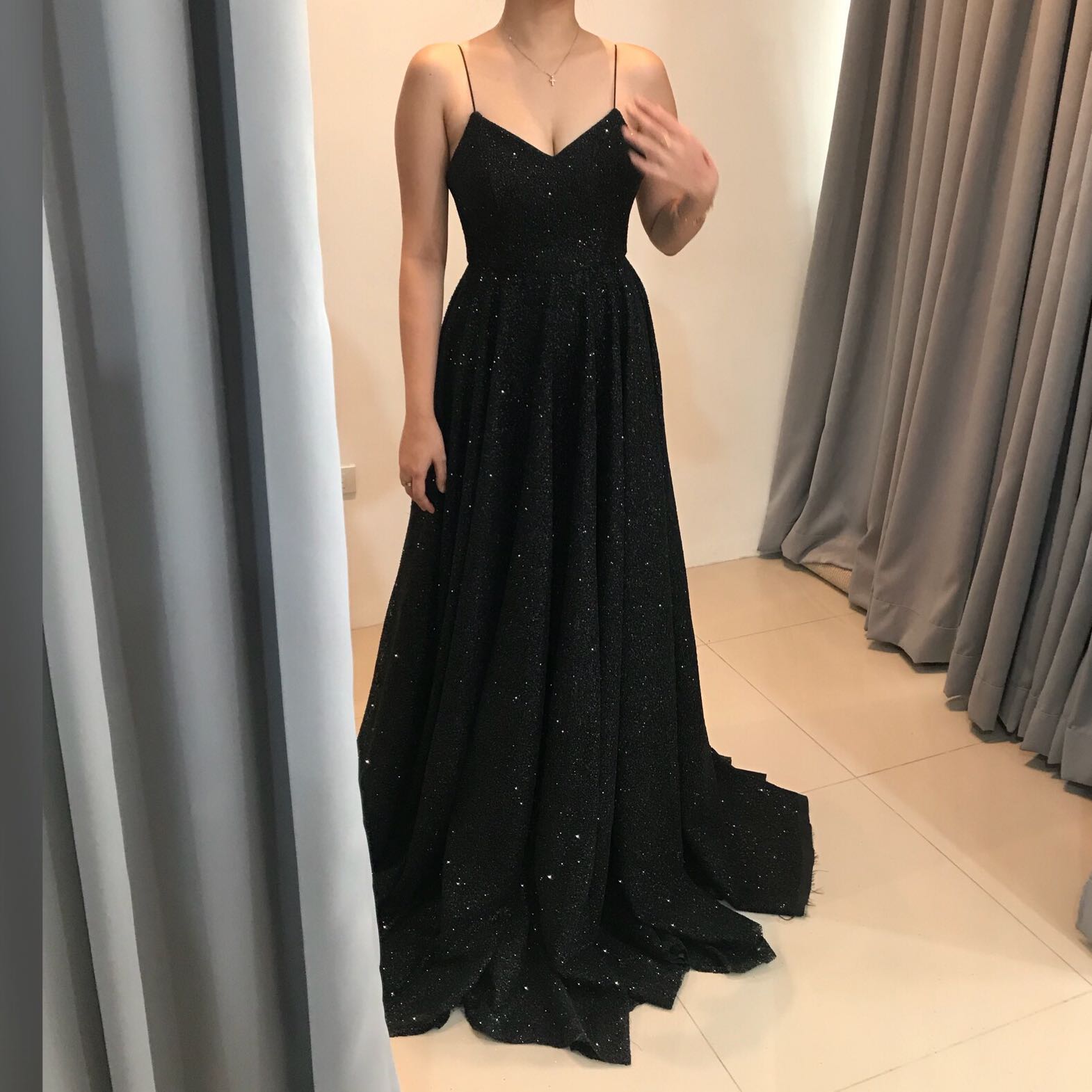 black ball gown with slit