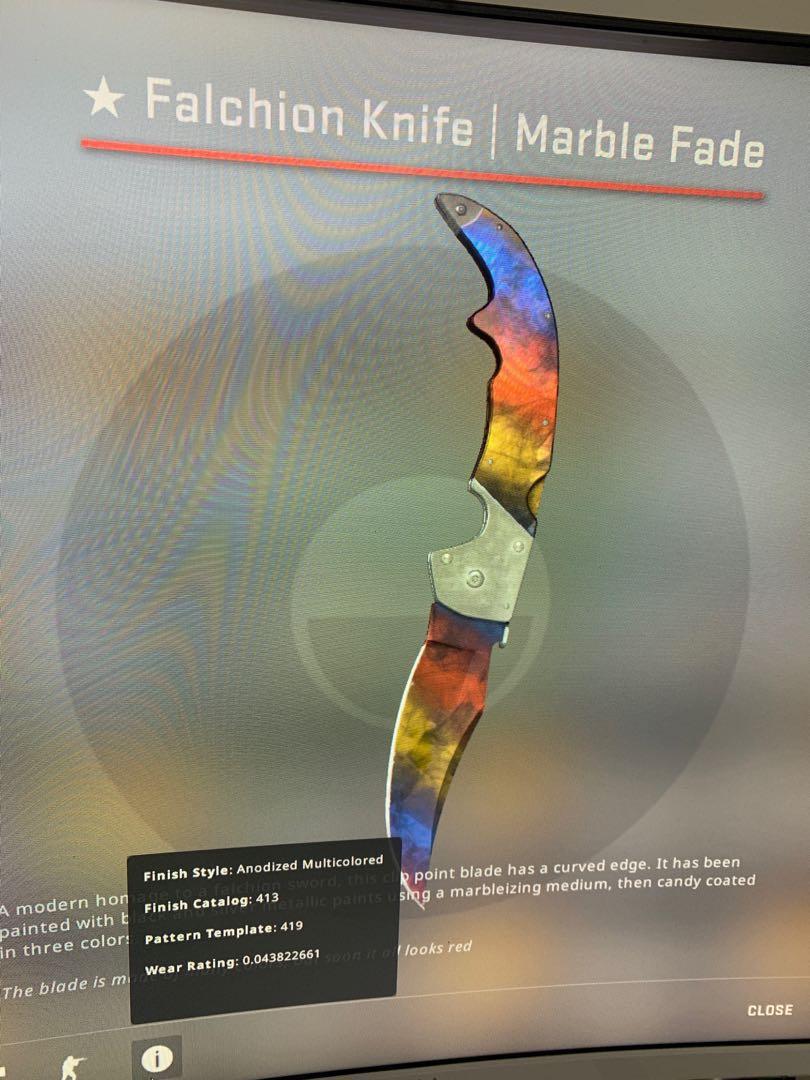 csgo knife Falchion Knife Marble Fade FN, Video Gaming, Gaming