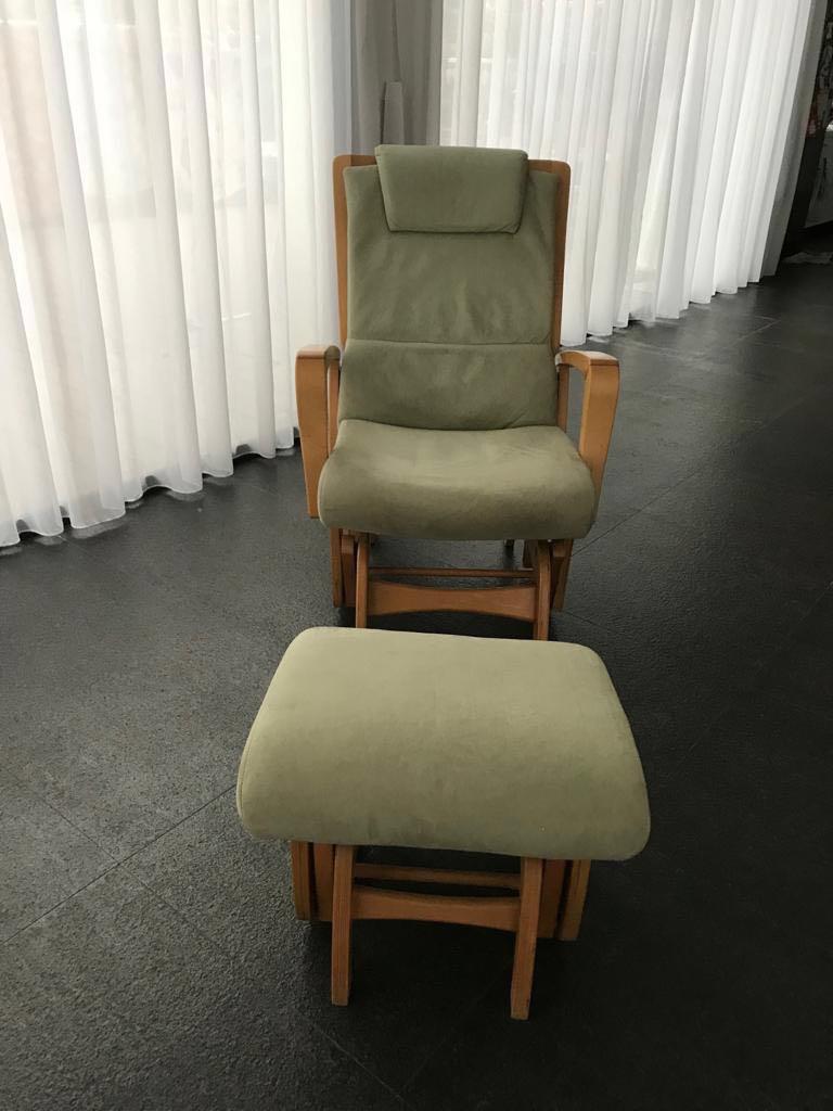 gliding nursing chair with footstool