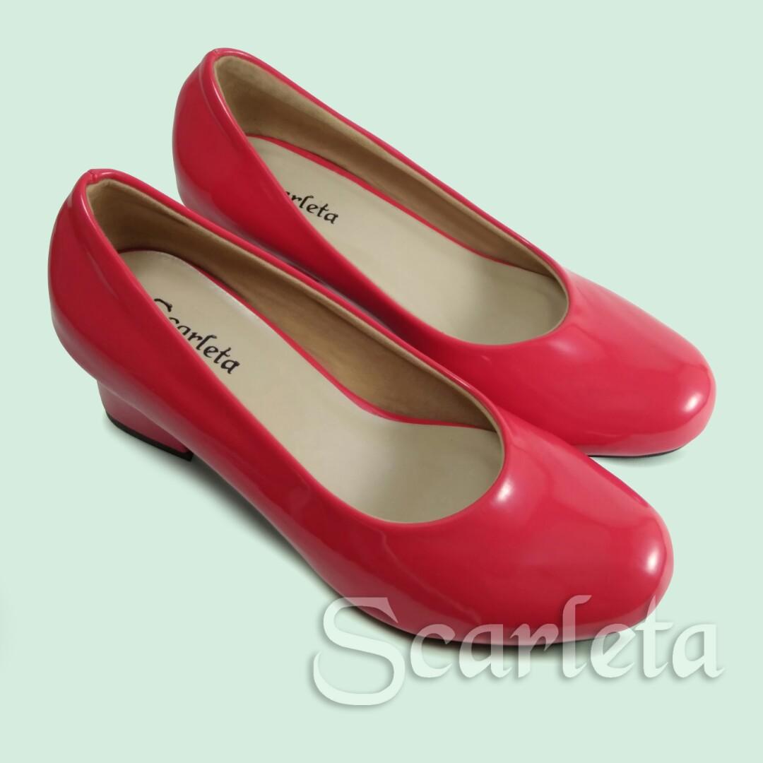 Scarleta Free Ongkir Jabodetabek Sepatu Pantofel Basic Heels Merah Cuci Gudang Sale Murah Sepatu Kerja Wanita