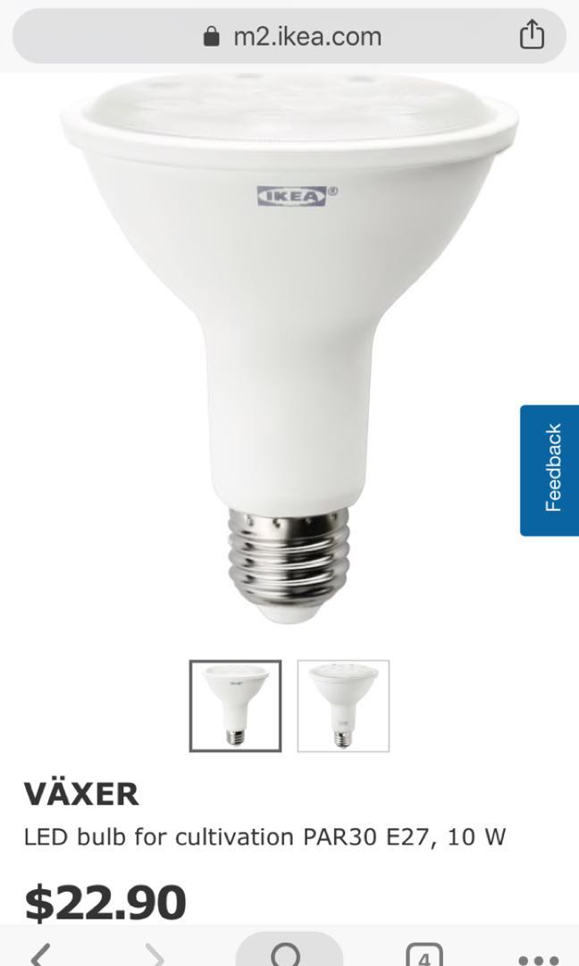 Ikea växer LED cultivation bulb (plant (X 2), Furniture & Home Living, Home Decor, Other Home Decor on Carousell