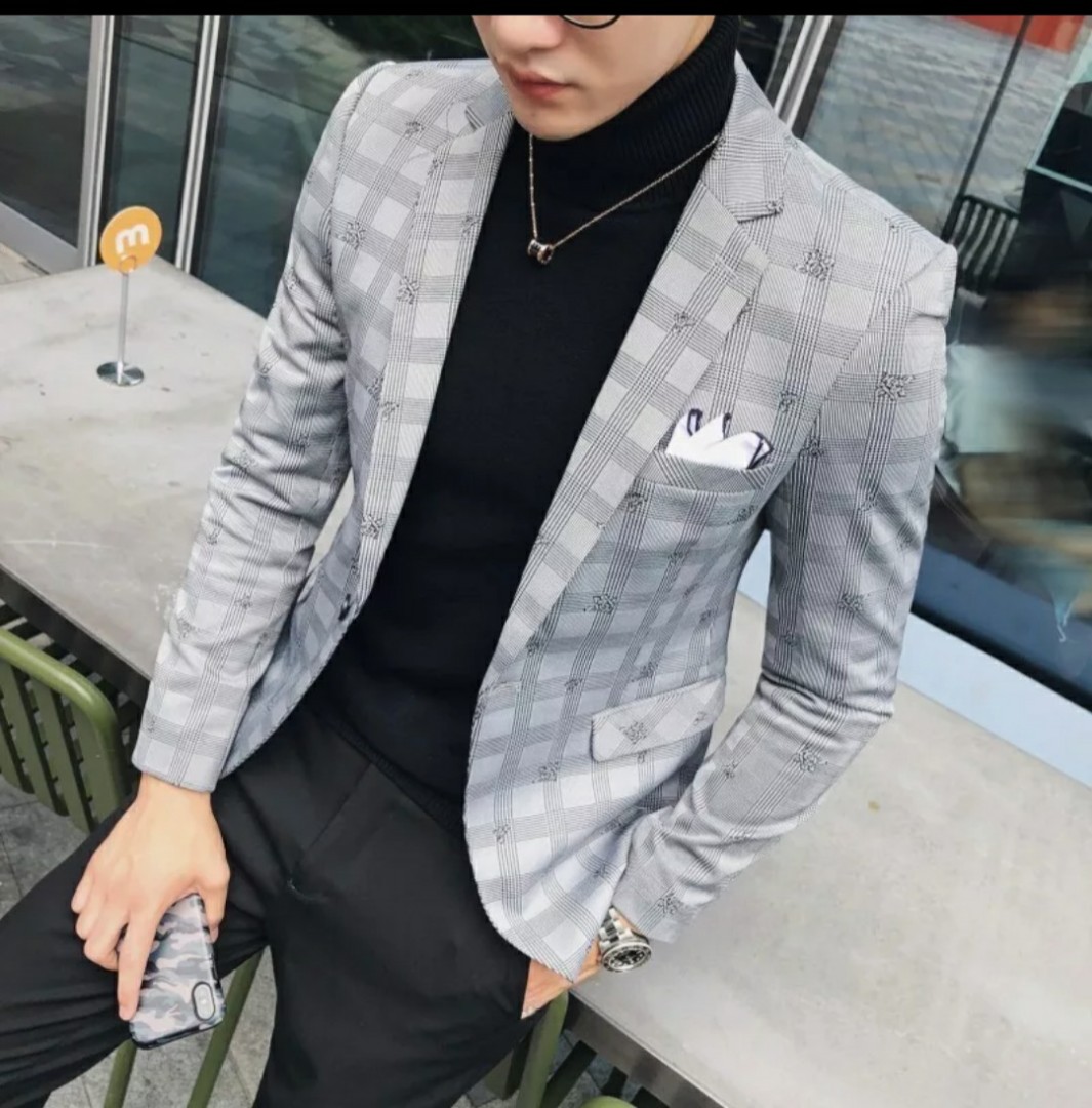 Checkered on sale grey blazer