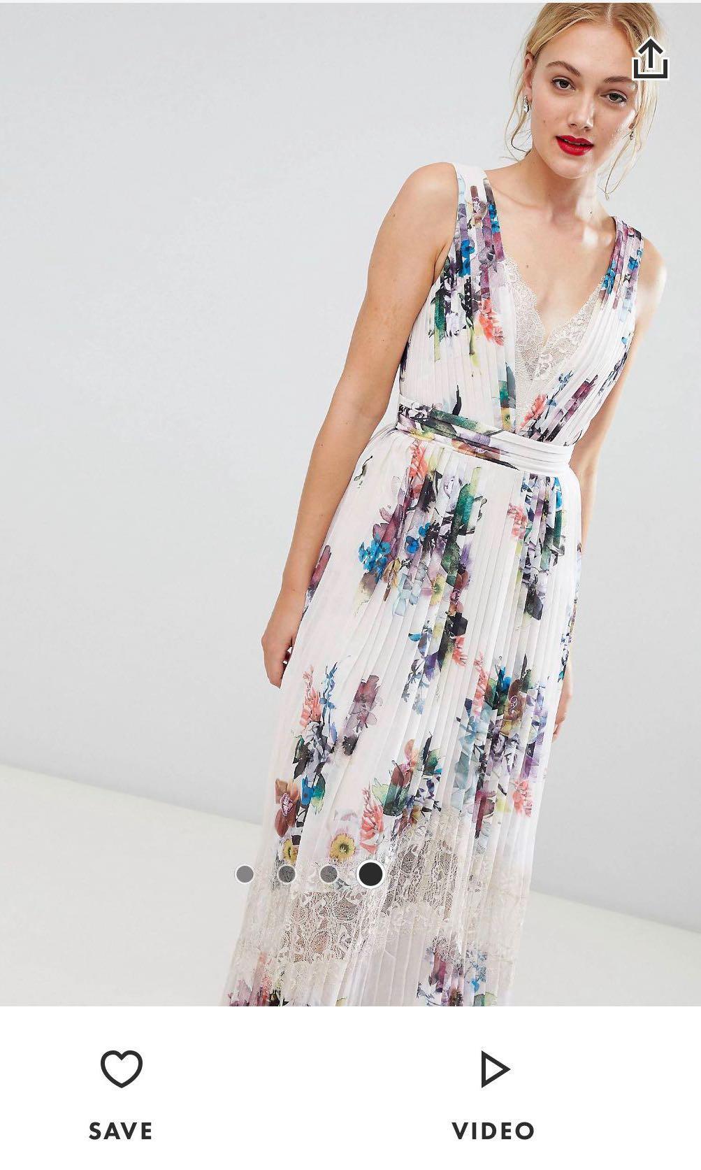 little mistress pleated floral maxi dress