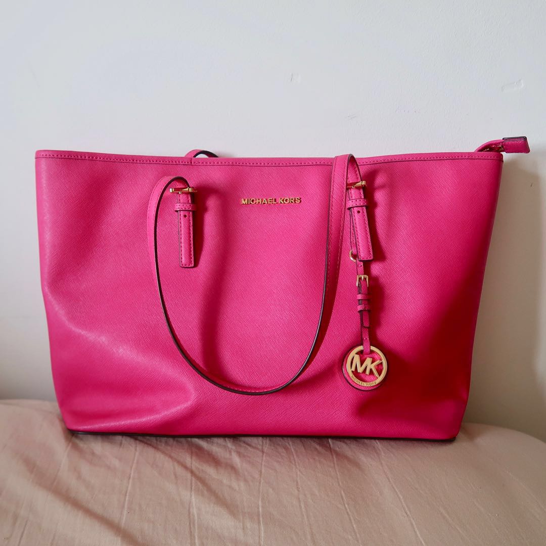 Michael Kors MK Large Tote Bag Hot Pink Women s Fashion