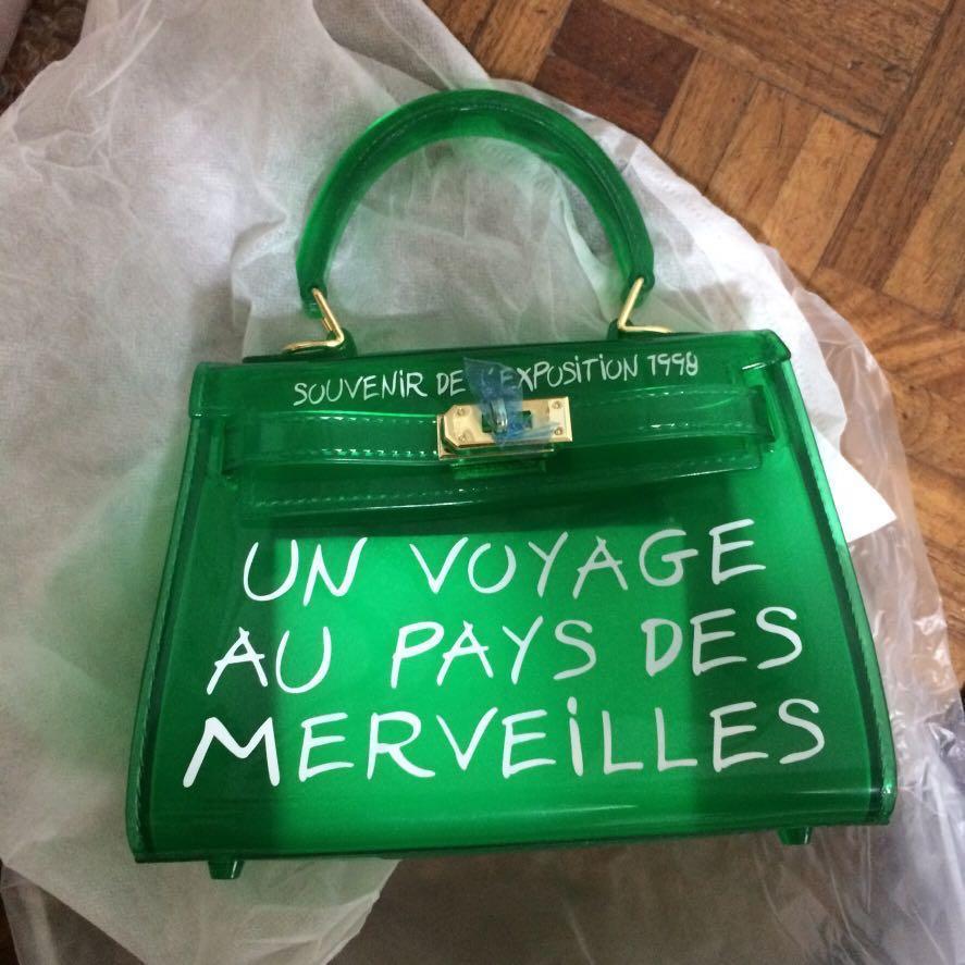 Mini kelly 20 green jelly bag pvc hermes, Women&#39;s Fashion, Bags & Wallets on Carousell