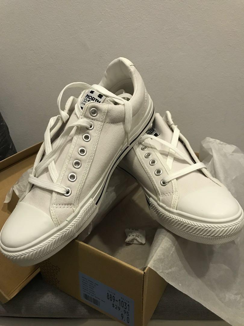 North Star White Canvas school shoes 