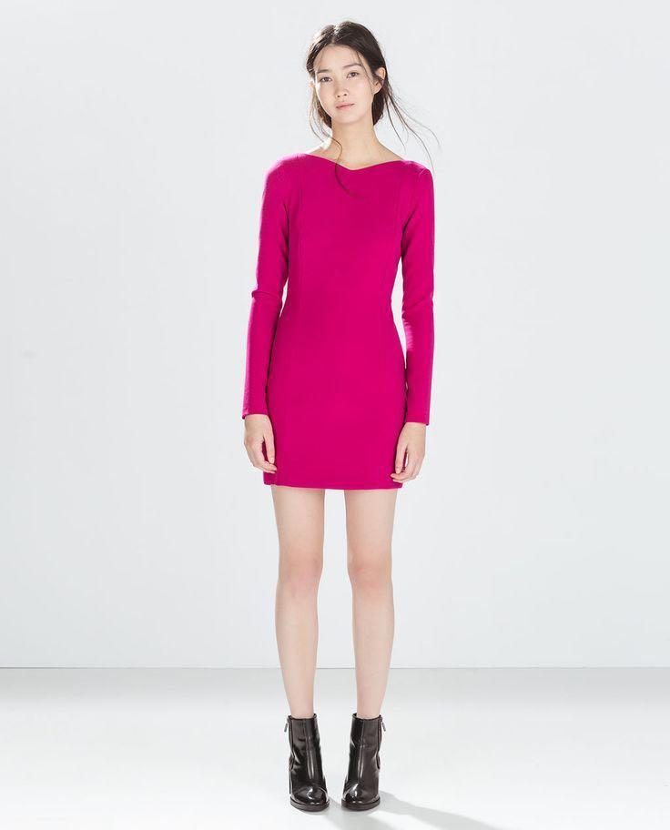 Zara pink dress long sleeve clearance