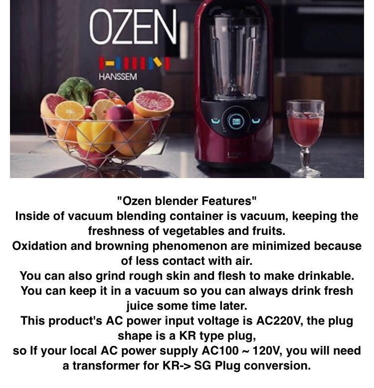 Ozen vacuum blender from Korea, TV & Home Appliances, Kitchen Appliances, Juicers, Blenders