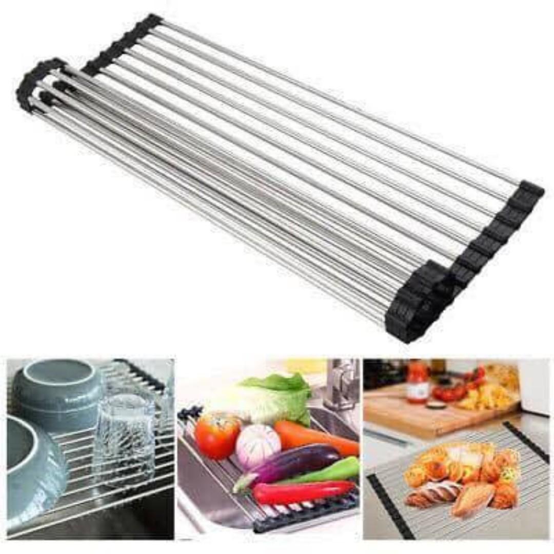ROLL UP DISH DRYING RACK (STAINLESS STEEL) (Category: Other Kitchen Appliances) located in Manila. Submitted by christimjose09 (Listing ID 220952385, Image 3). Description: Product details: ✔️Sturdy over the sink drying rack that can hold heavy pots, fry pans, China, ceramic, porcelain. ✔️Can be used to wash vegetable, fruits and salad colander. ✔️Convenient and Perfect for air-drying any washed dishes such as cookware, bakeware, fragile glasswar