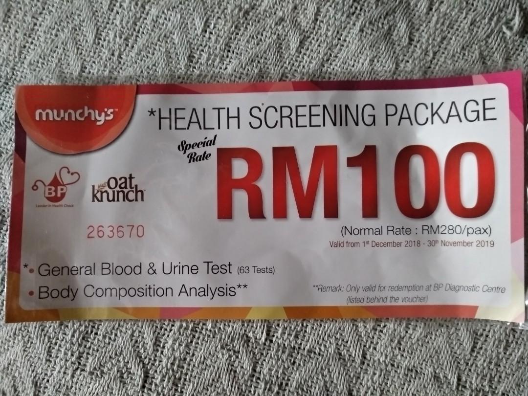 Stb50 Bp Healthcare Health Screening Package Special Rate Rm 100 Tickets Vouchers Gift Cards Vouchers On Carousell