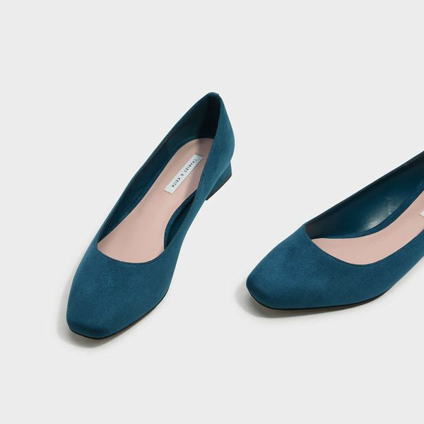 teal low heels