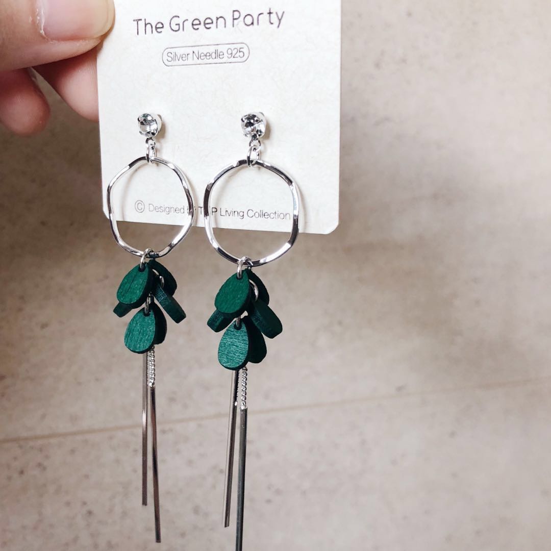 Green shop party earrings
