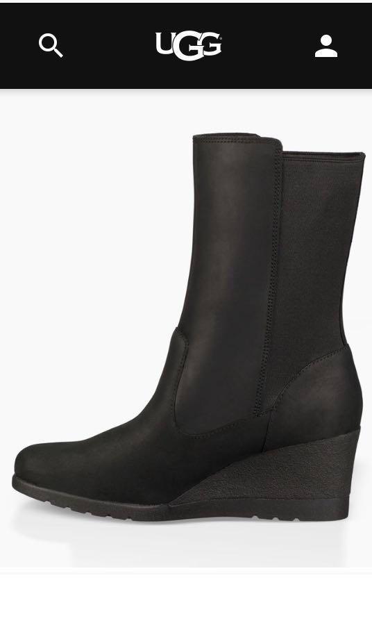 Uggs wedge waterproof black boots size 