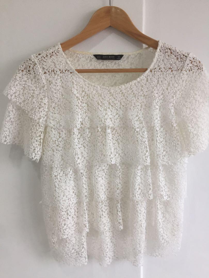 zara white crochet top