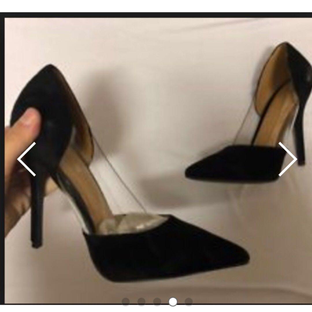 black perspex court heels
